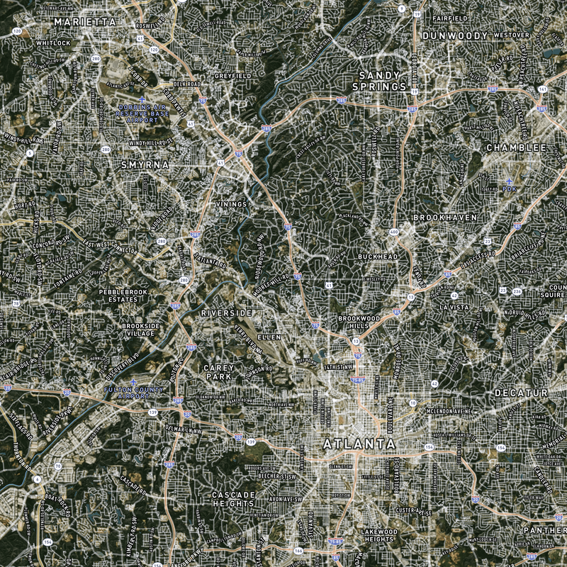 Atlanta, GA SHTF Map - 30x20