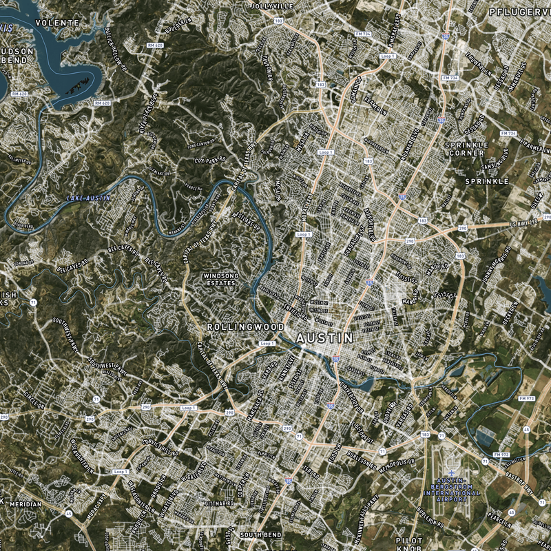 Austin, TX SHTF Map - 30x20