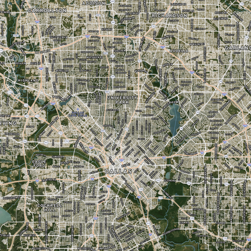 Dallas, TX SHTF Map - 30x20