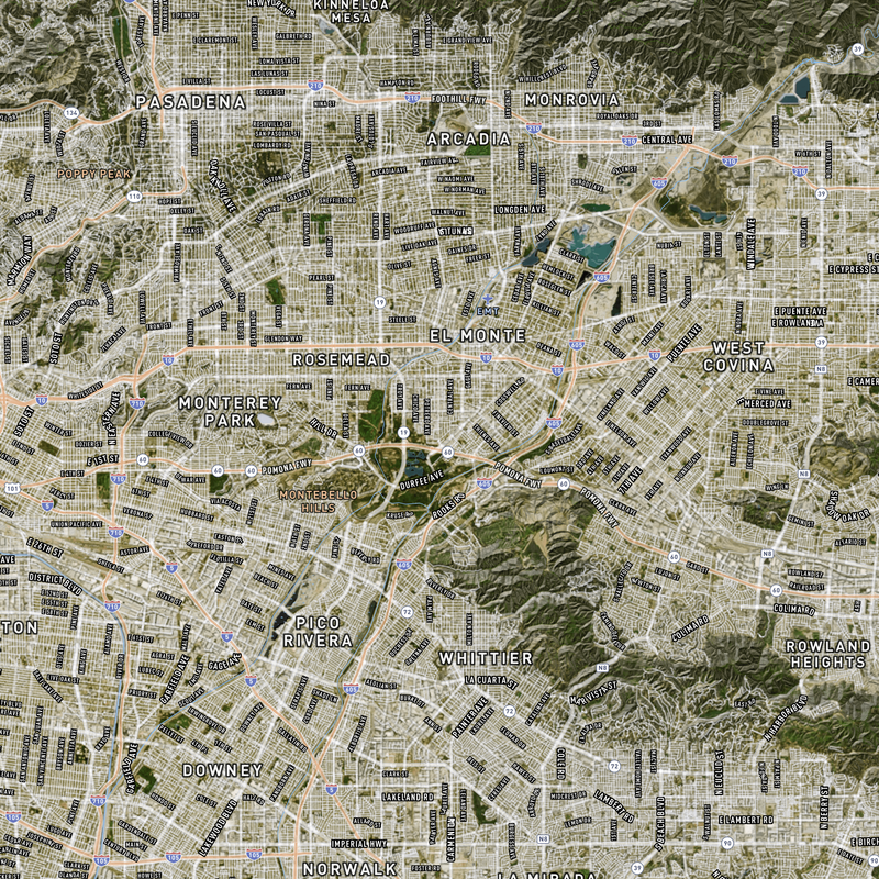 Los Angeles, CA SHTF Map - 30x20