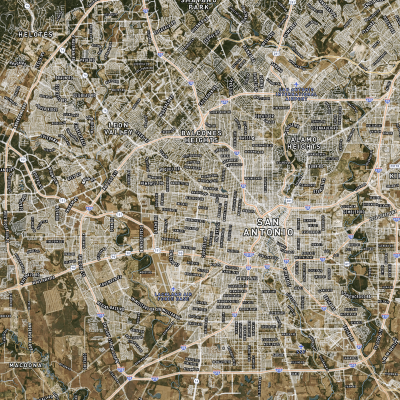 San Antonio, TX SHTF Map - 30x20