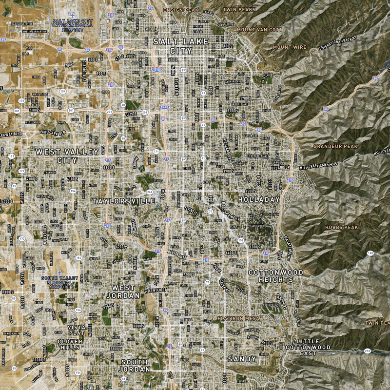 Salt Lake City, UT SHTF Map - 30x20